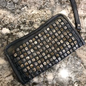 Platania Genuine Italian Leather Studded Wristlet